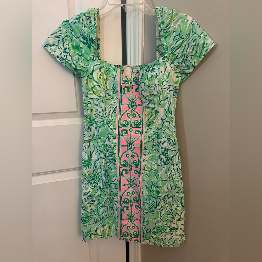 Lilly Pulitzer Green, Pink & Blue Floral Print Short Dress